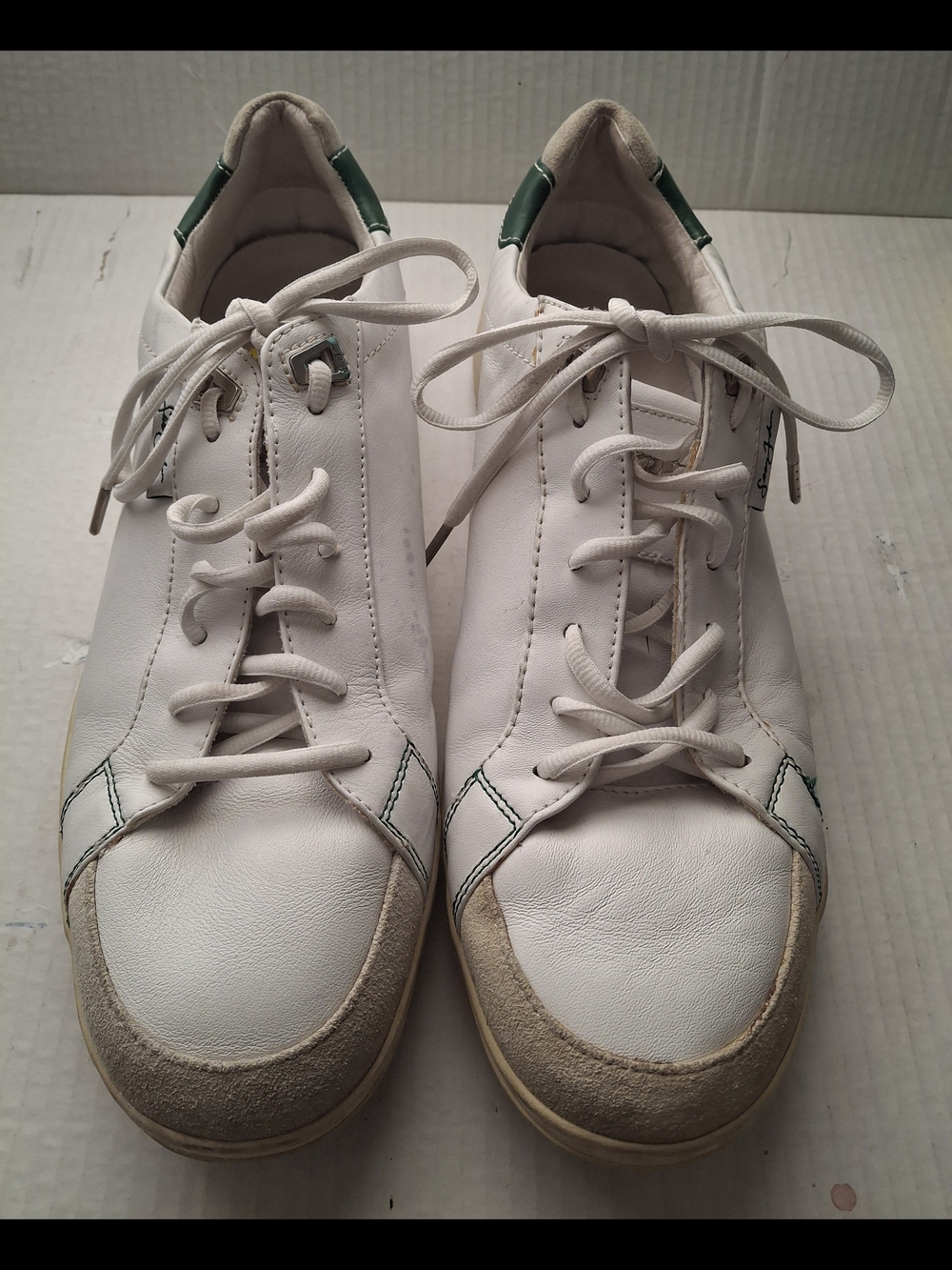 Sean John Mens Vintage White Leather Sneakers